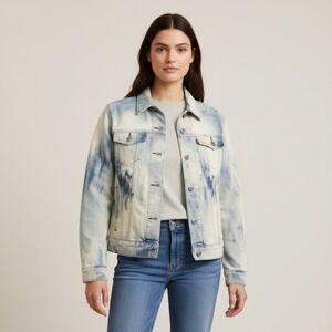 Levi's Denim Trucker Jacket Women M Light Bleach Wash Distressed  Y2K Streetwear